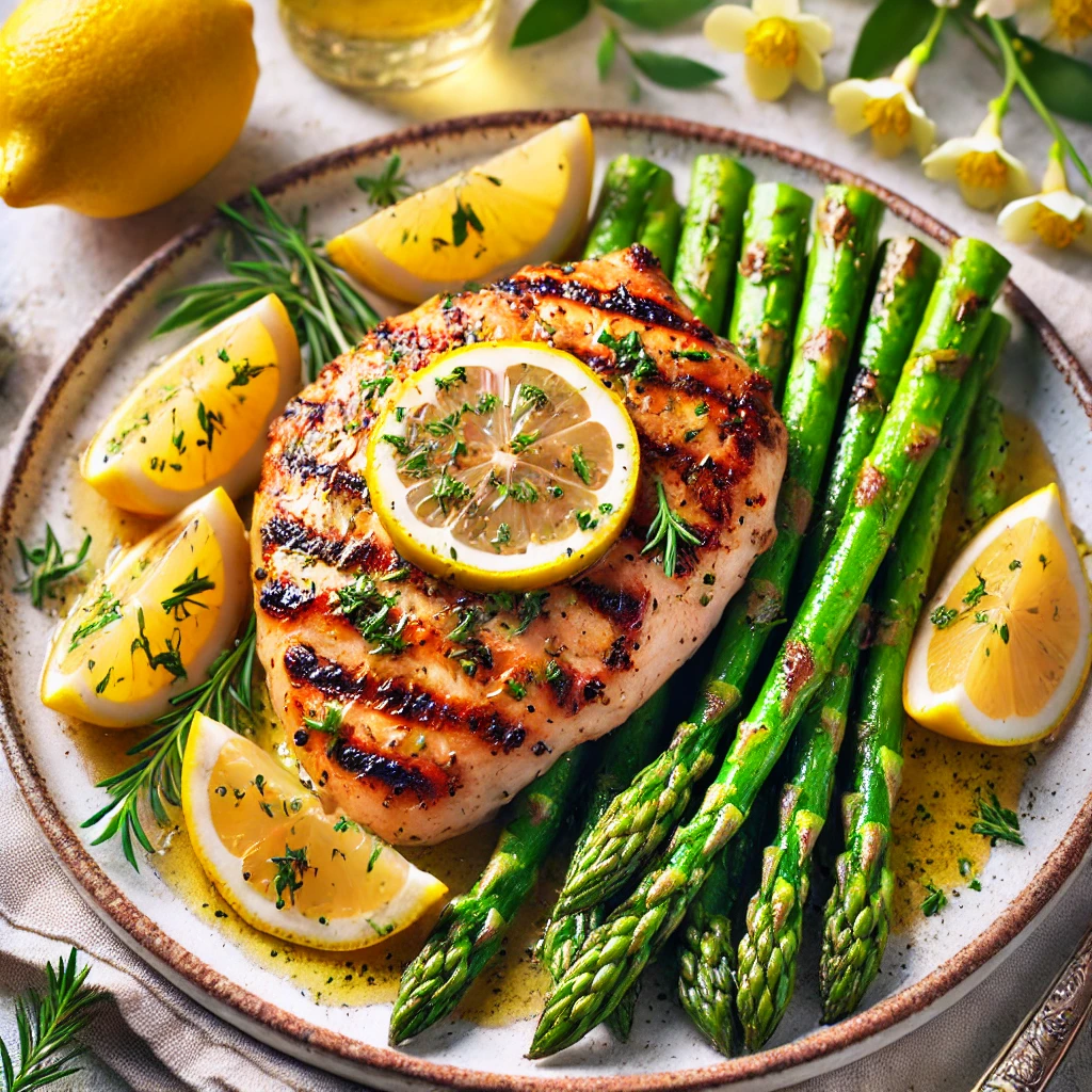 Lemon Herb Grilled Chicken with Asparagus recipe photo